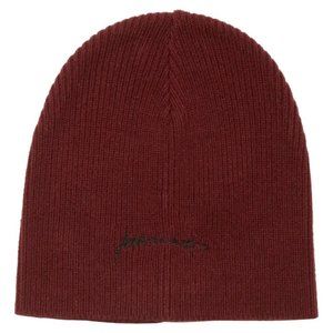 NWT ALLSAINTS Embroidered Script Logo Beanie Burgundy Red